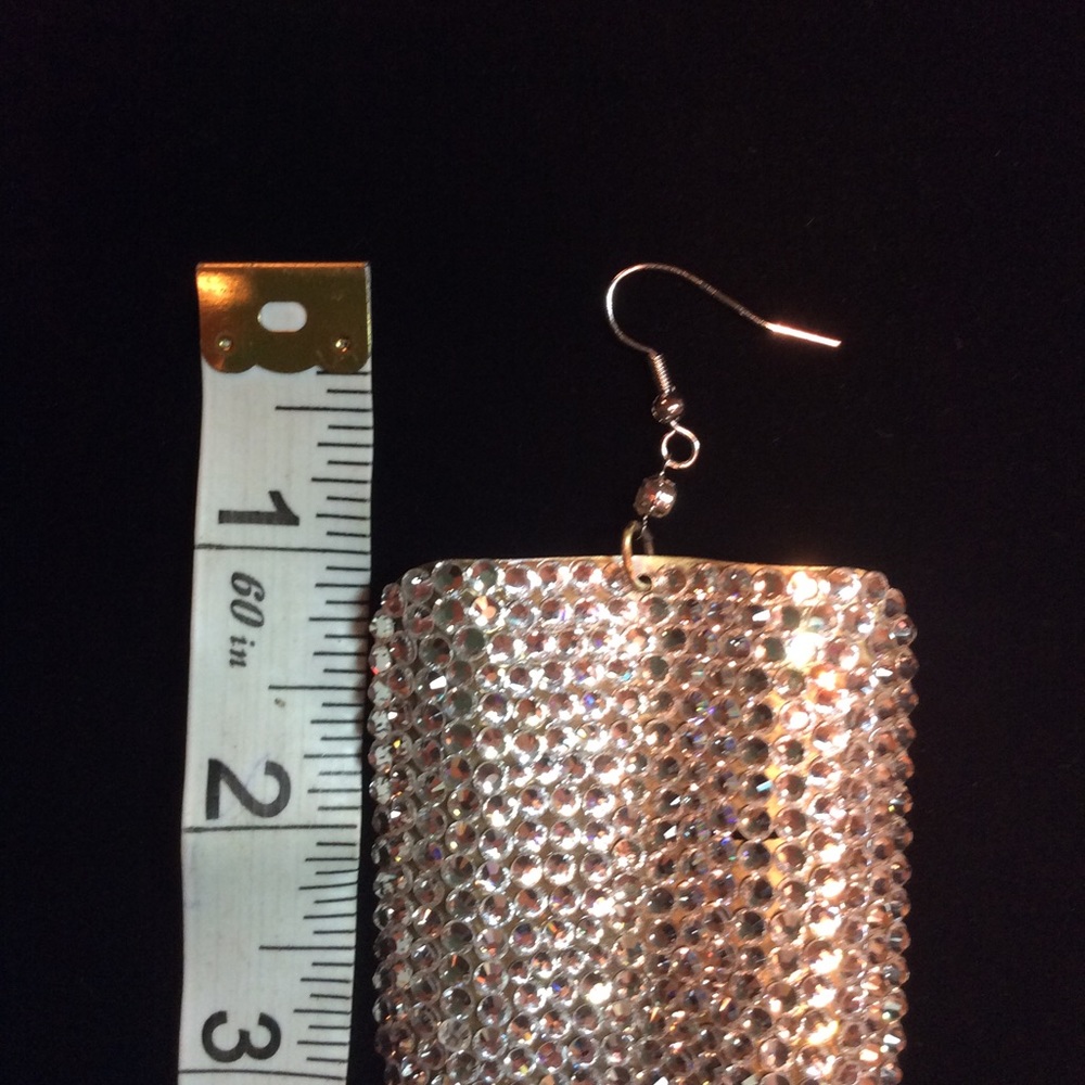 New Amazing Rhinestone 3” Earrings - Picture 5 of 5